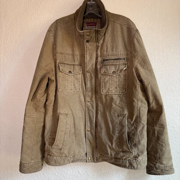 Levi's🤘🏽Canvas Trucker Jacket \\ Size L // Quilted Lining \\ Barn Coat Utility - Picture 4 of 12